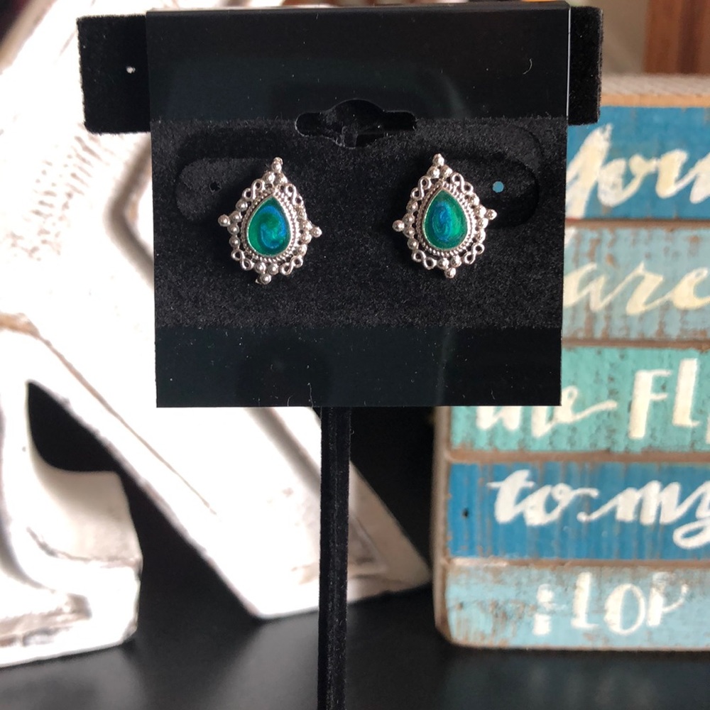 Swirly Blue Green Studs